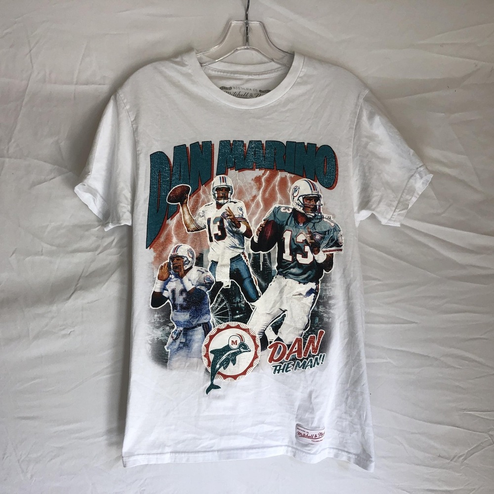 Miami Dolphins Shirt Mens Small White NFL Football Mitchell & Ness Dan Marino